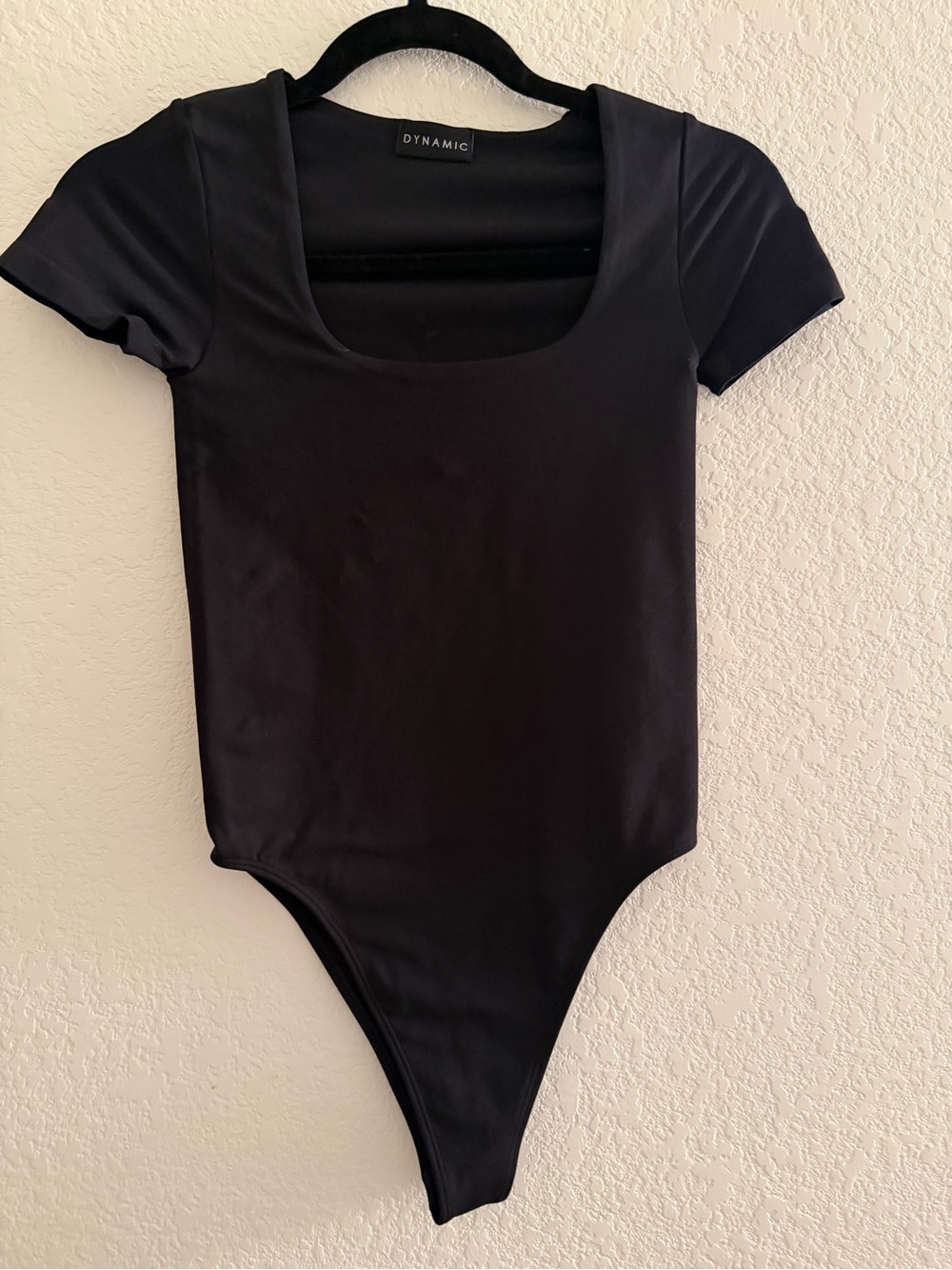 Dynamic Women's Black Short-Sleeve Square Scoop Neck Bodysuit